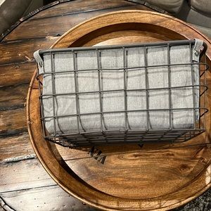 Grey metal baskets with liners